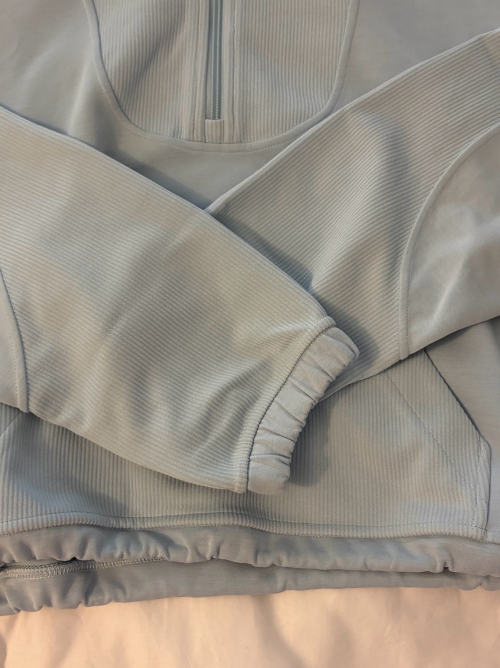 Lululemon Softstreme Ribbed Half Zip Size 6 Light Blue - Picture 4 of 6